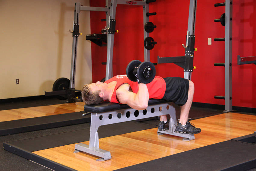 One Arm Dumbbell Bench Press - starting position
