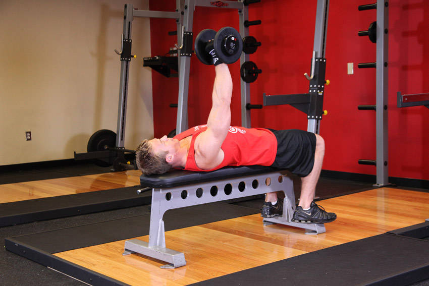 One Arm Dumbbell Bench Press - ending position