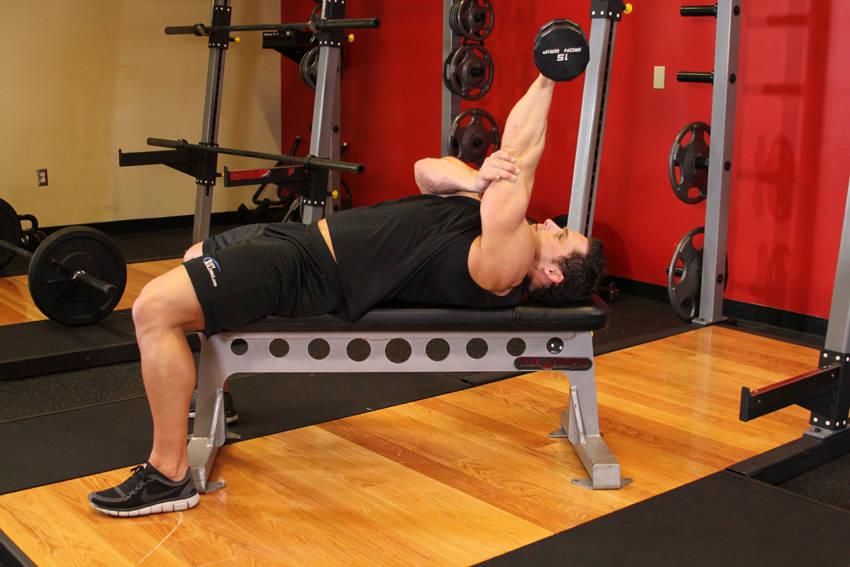 One Arm Pronated Dumbbell Triceps Extension - starting position