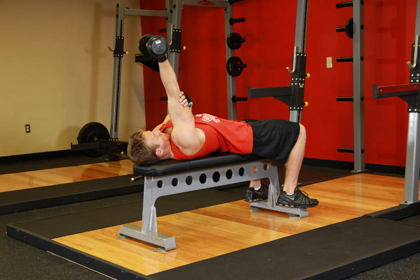 One Arm Supinated Dumbbell Triceps Extension - ending position