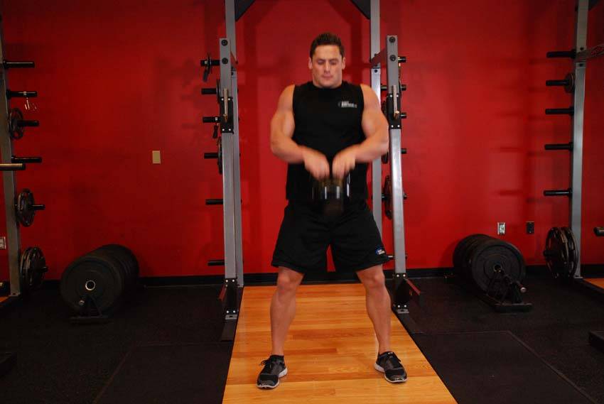 Open Palm Kettlebell Clean - ending position