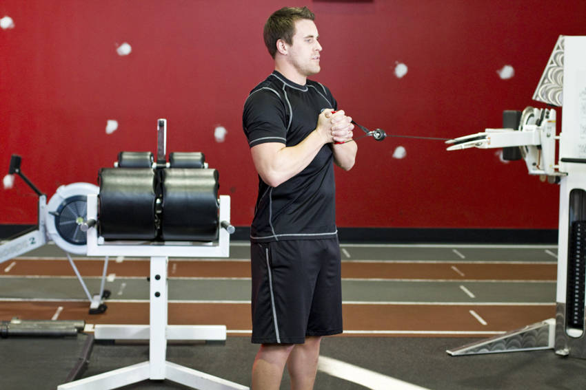 Pallof Press With Rotation - starting position