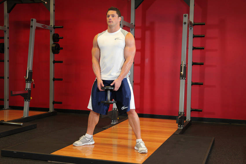 Plie Dumbbell Squat - starting position