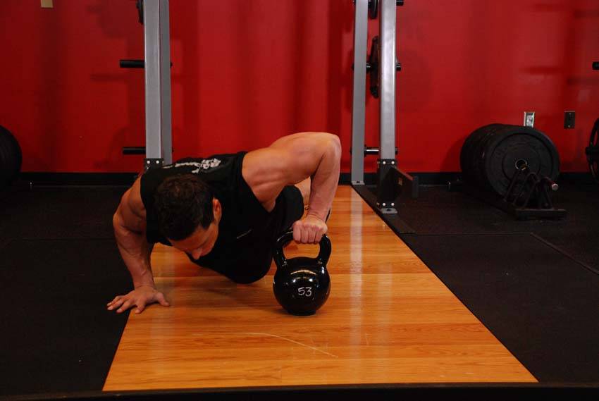 Plyo Kettlebell Pushups - starting position
