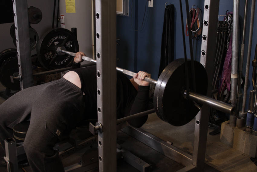 Reverse Band Bench Press - ending position