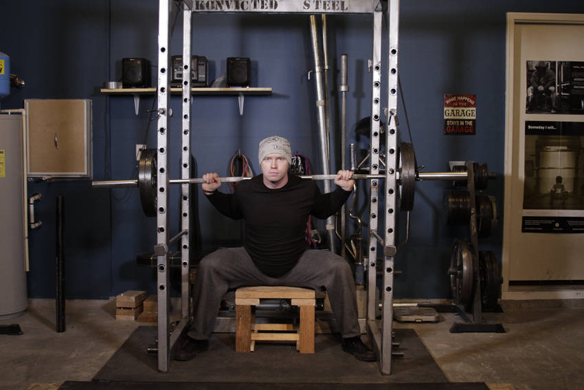 Reverse Band Box Squat - ending position