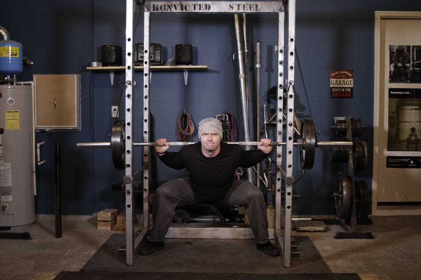 Reverse Band Power Squat - ending position