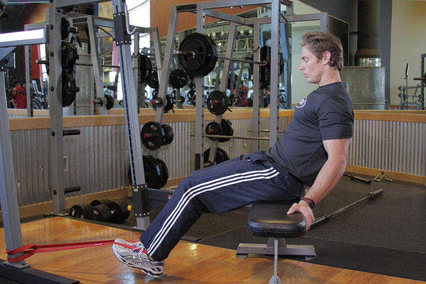 Seated Band Hamstring Curl - starting position