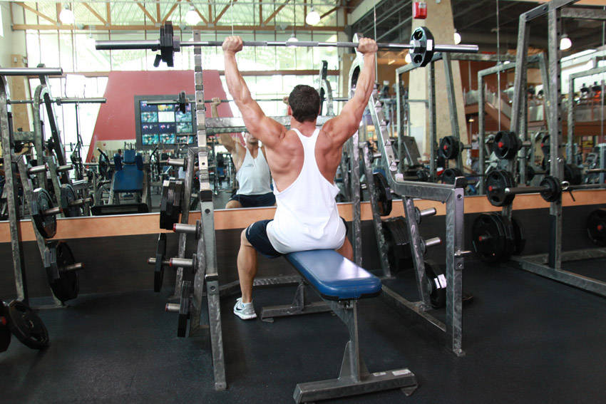 Seated Barbell Military Press - ending position