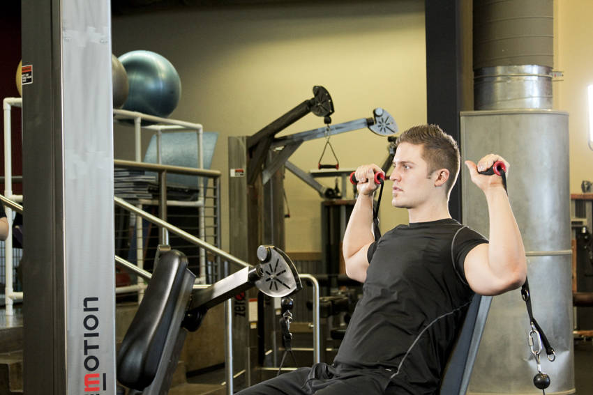 Seated Cable Shoulder Press - starting position