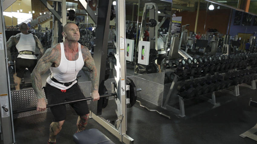 Smith Machine Hang Power Clean - ending position