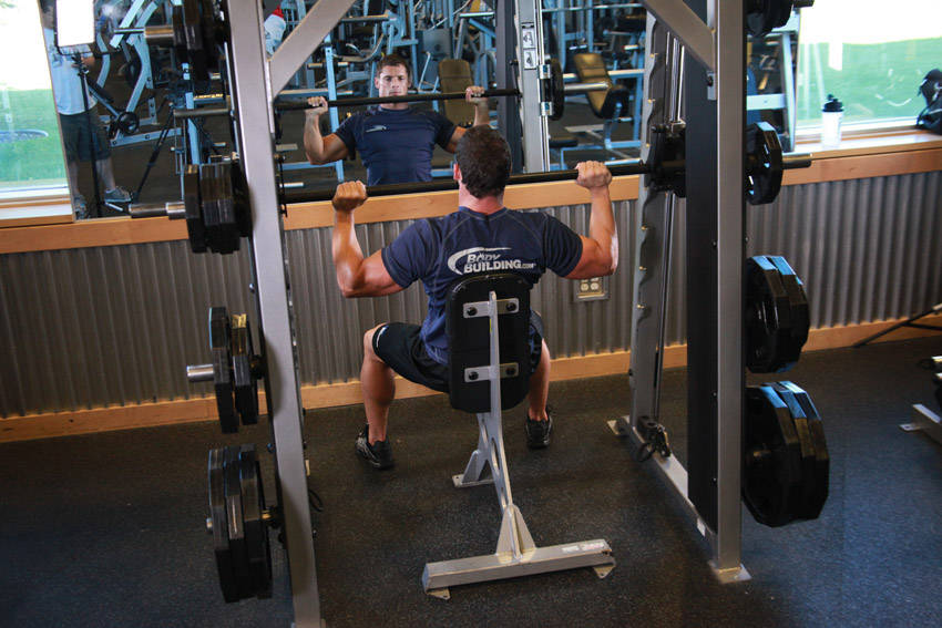 Smith Machine Overhead Shoulder Press - starting position