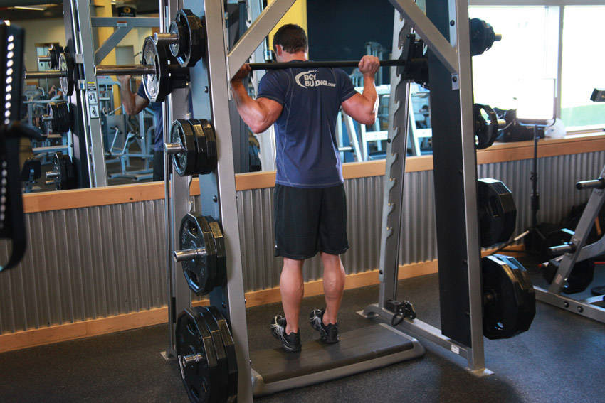 Smith Machine Reverse Calf Raises - starting position