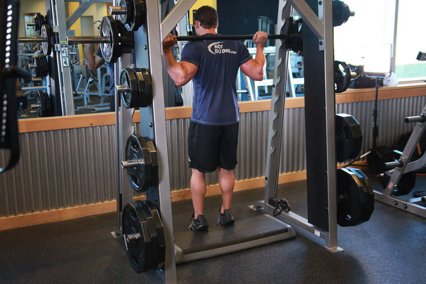 Smith Machine Reverse Calf Raises - ending position