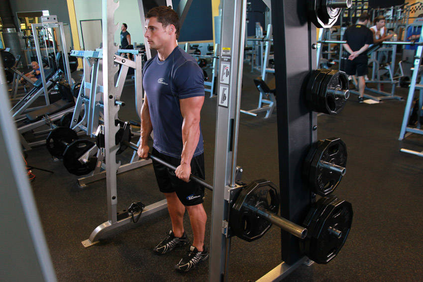 Smith Machine Stiff-Legged Deadlift - ending position