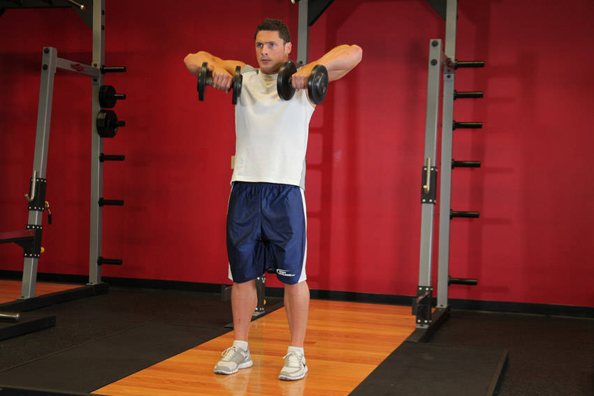 Standing Dumbbell Upright Row - starting position