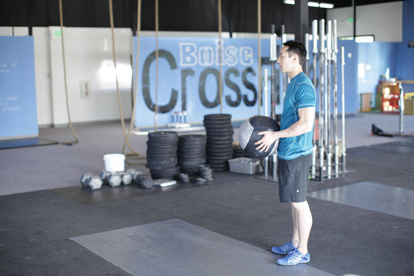 Standing Two-Arm Overhead Throw - starting position