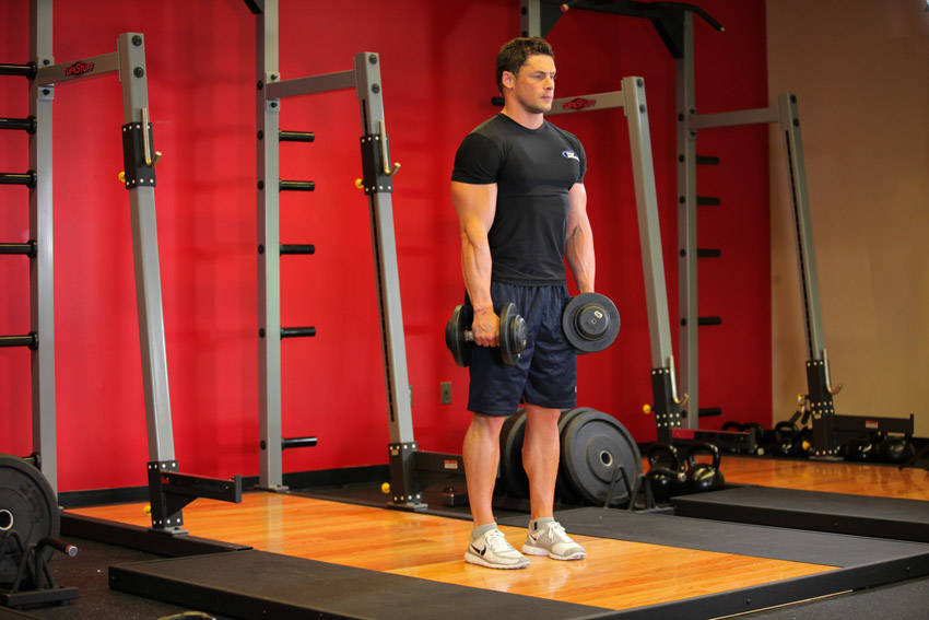 Stiff-Legged Dumbbell Deadlift - starting position