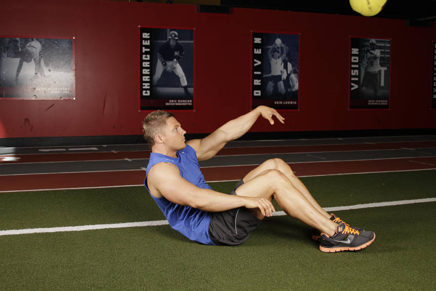 Supine One-Arm Overhead Throw - ending position