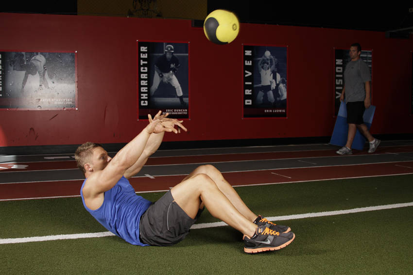 Supine Two-Arm Overhead Throw - ending position
