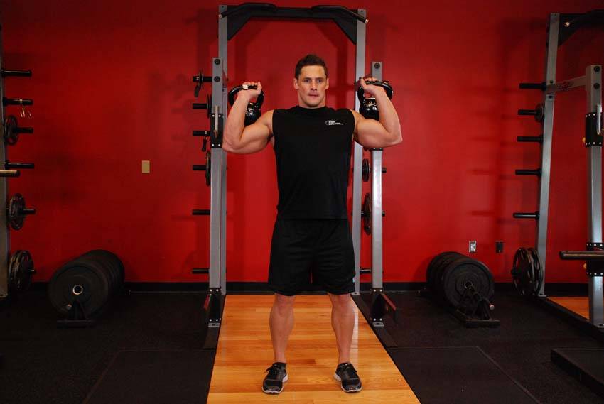 Two-Arm Kettlebell Military Press - starting position