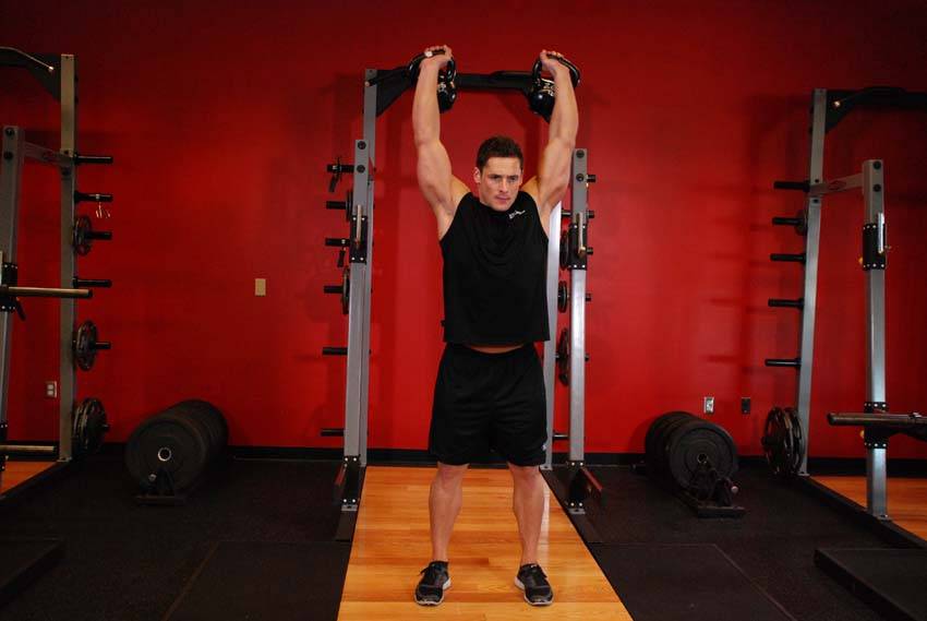 Two-Arm Kettlebell Military Press - ending position