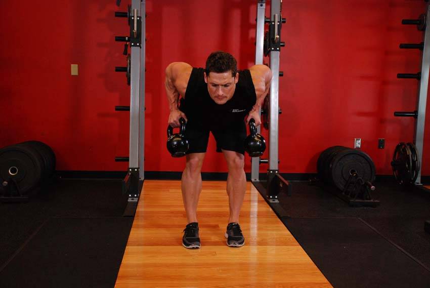 Two-Arm Kettlebell Row - ending position