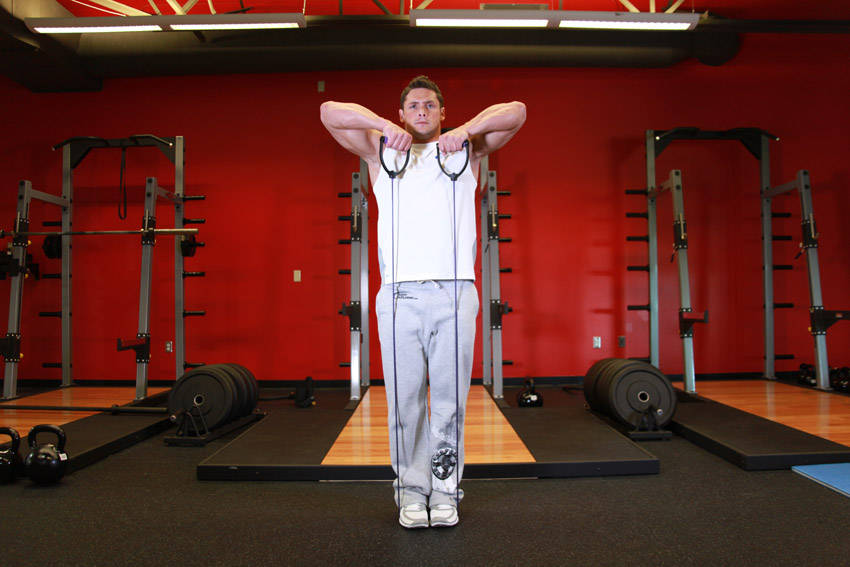 Upright Row - With Bands - ending position