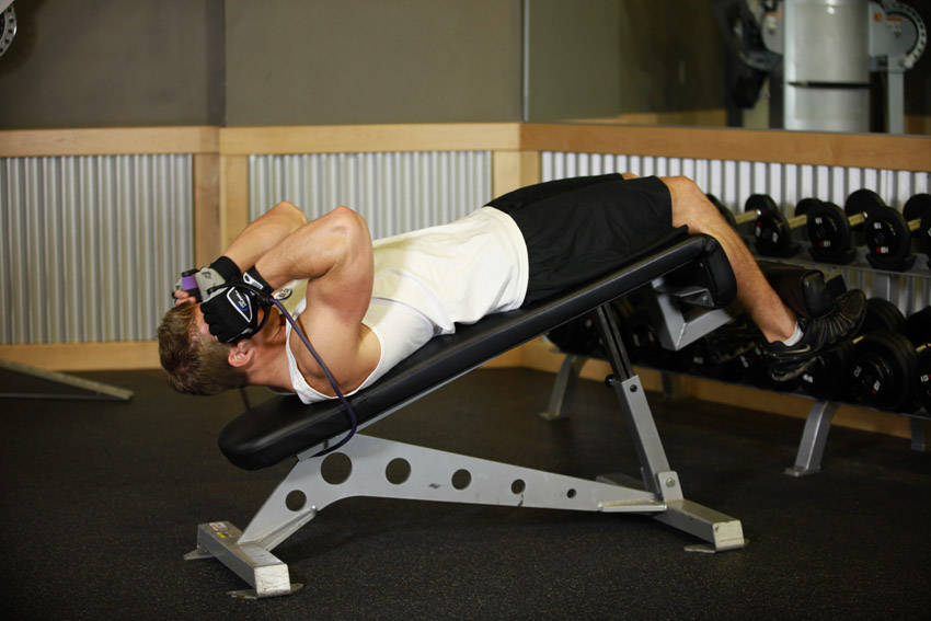 Weighted Sit-Ups - With Bands - starting position