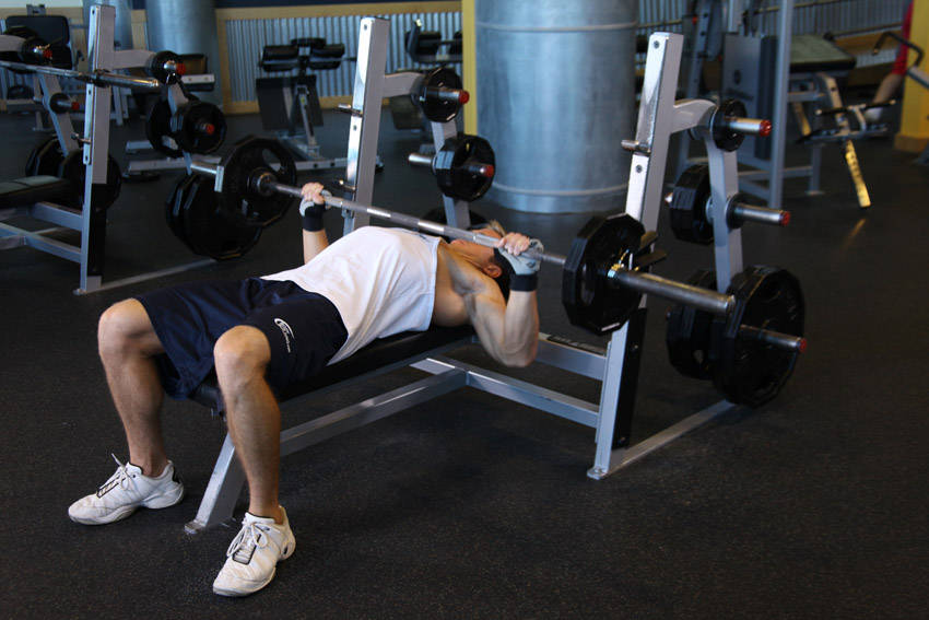 Wide-Grip Barbell Bench Press - ending position